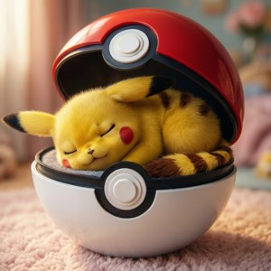 Sleeping Pikachu in Pokeball