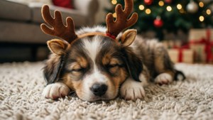 Sleeping Puppy with Antlers