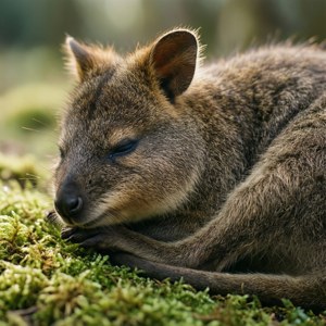 Sleeping Quokka on Moss