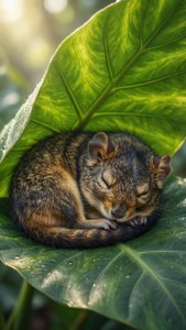 Sleeping Under a Leaf
