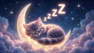 Sleepy Cat on Moon
