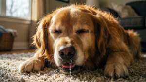 Sleepy Golden Retriever Drool