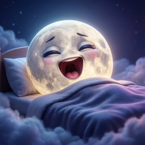 Sleepy Moon in Bed