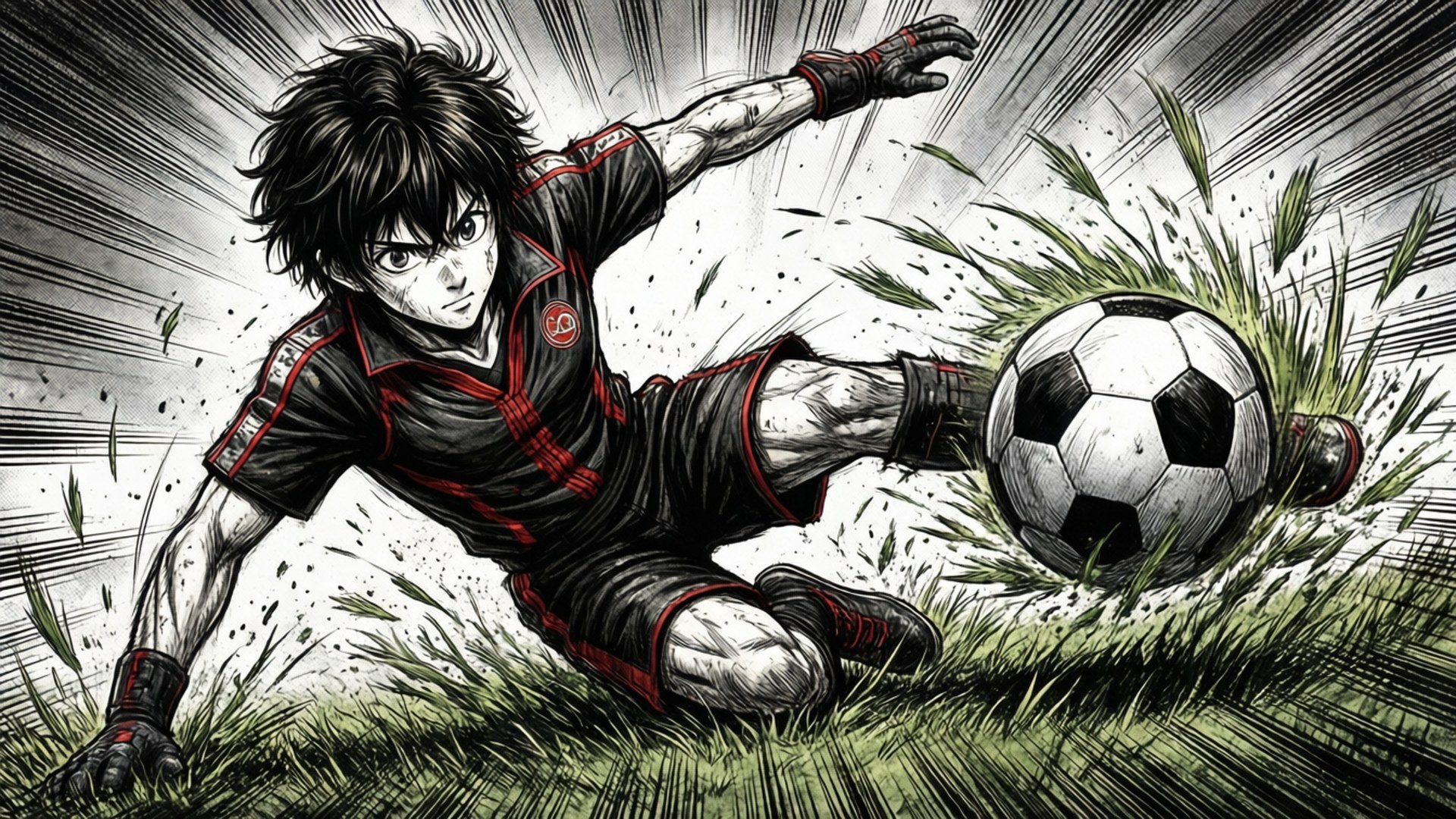 Sliding Tackle Aoashi by Wallpapers.art Studio