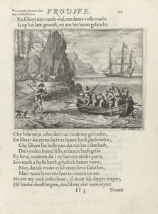 Sloep bij een herder op een oever