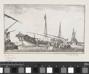 Sloep vol mannen voor een galeischip