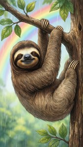 Sloth Rainbow Doodle