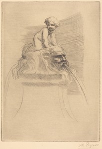 Small Fountain, Child Playing on the Grotesques (Petite fontaine, enfant qui joue surdes masques)