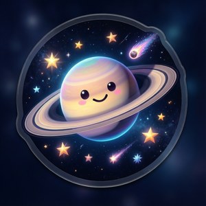 Smiley Saturn Planet Sticker
