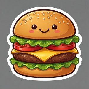 Smiling Burger Sticker