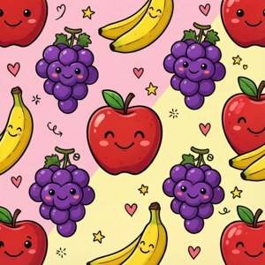 Smiling Fruit Pattern