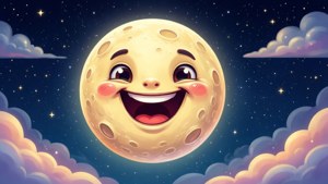 Smiling Moon in Night Sky