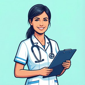 Smiling Nurse with Clipboard
