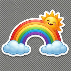 Smiling Rainbow Sun Sticker