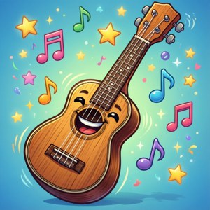Smiling Ukulele Cartoon