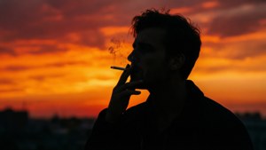 Smoking Silhouette Sunset