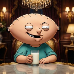Smug Stewie with Milk