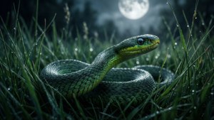 Snake in Moonlit Grass