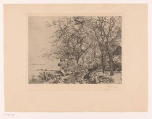 Sneeuwlandschap met een schuur aan de bosrand