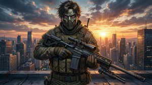 Sniper Mask Sunset Rooftop