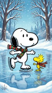 Snoopy and Woodstock Ice Skating
