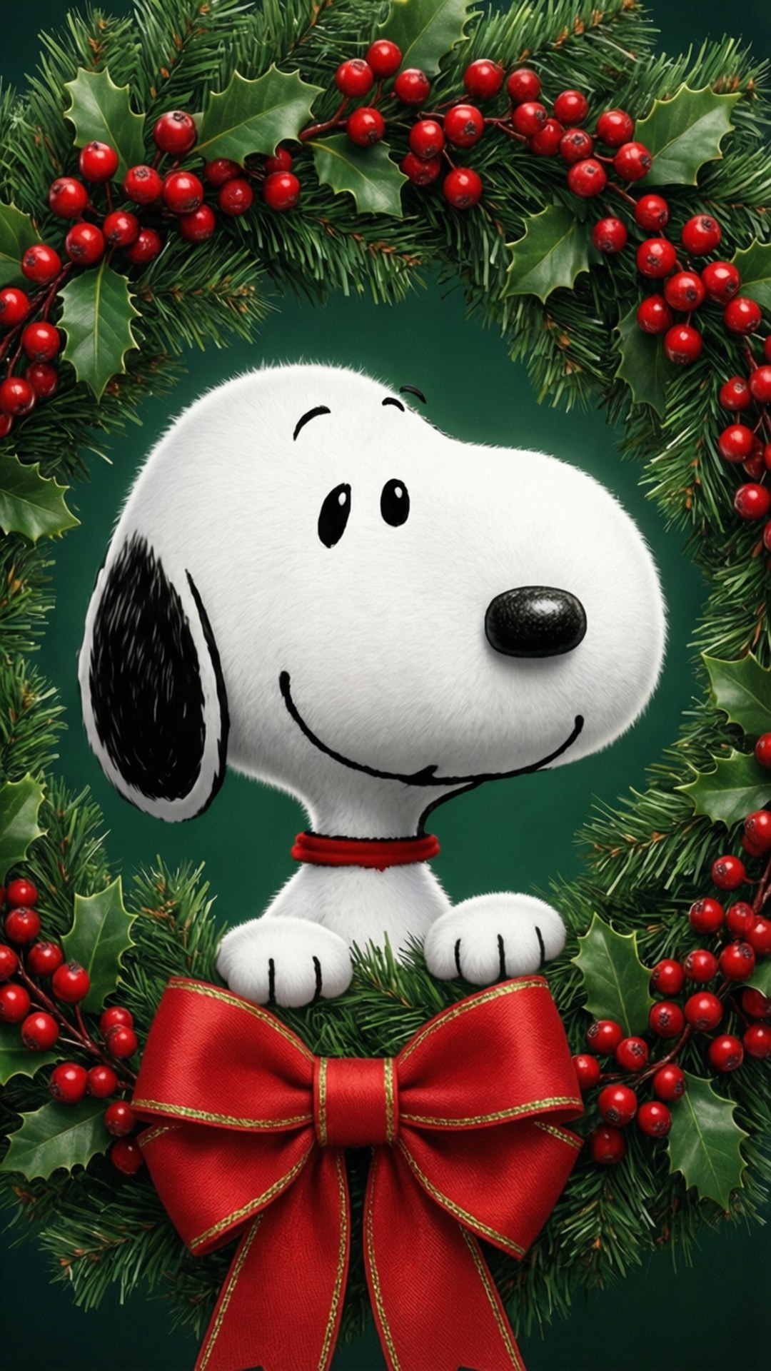 Snoopy Behind Wreath by Wallpapers.art Studio