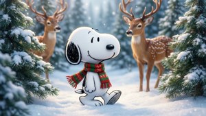Snoopy in Winter Forest