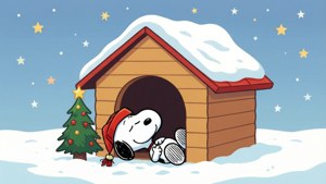 Snoopy Sleeping by Christmas Tree