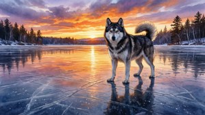 Snover at Frozen Lake