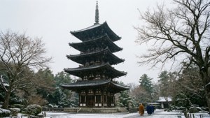 Snow at Shitennoji