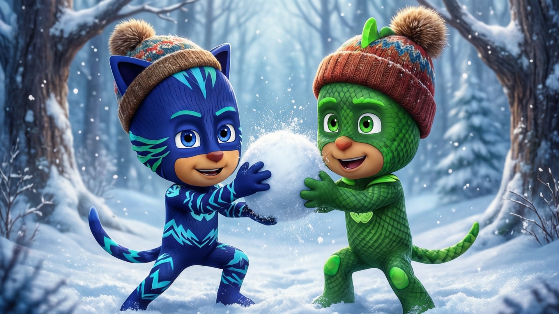 Snowball Fight Fun by Wallpapers.art Studio
