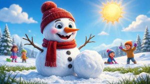 Snowman Building Snowball