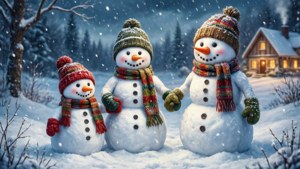 Snowman Family Holding Hands