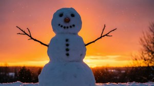 Snowman Silhouette Sunset