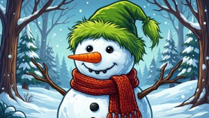 Snowman Wearing Grinch Hat