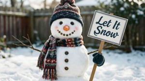 Snowman with Sign