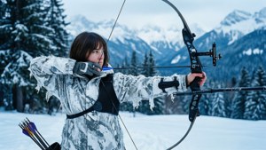 Snowy Archer in Mountains