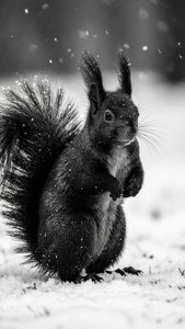 Snowy Black Squirrel
