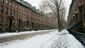 Snowy Brownstone Street