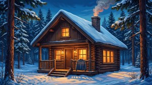 Snowy Cabin Sweater Porch