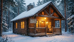 Snowy Cabin Welcome