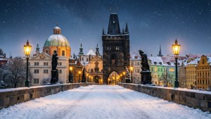 Snowy Charles Bridge Wonderland
