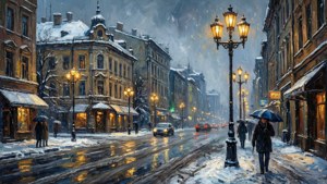 Snowy City Streets