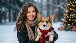 Snowy Day with Corgi