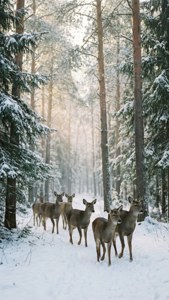 Snowy Forest Deer
