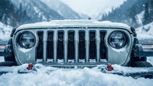 Snowy Jeep Grille Adventure