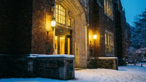 Snowy Library Entrance