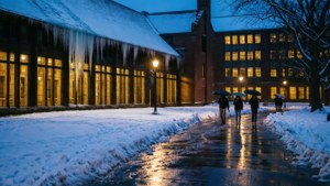 Snowy Night at Baker-Berry
