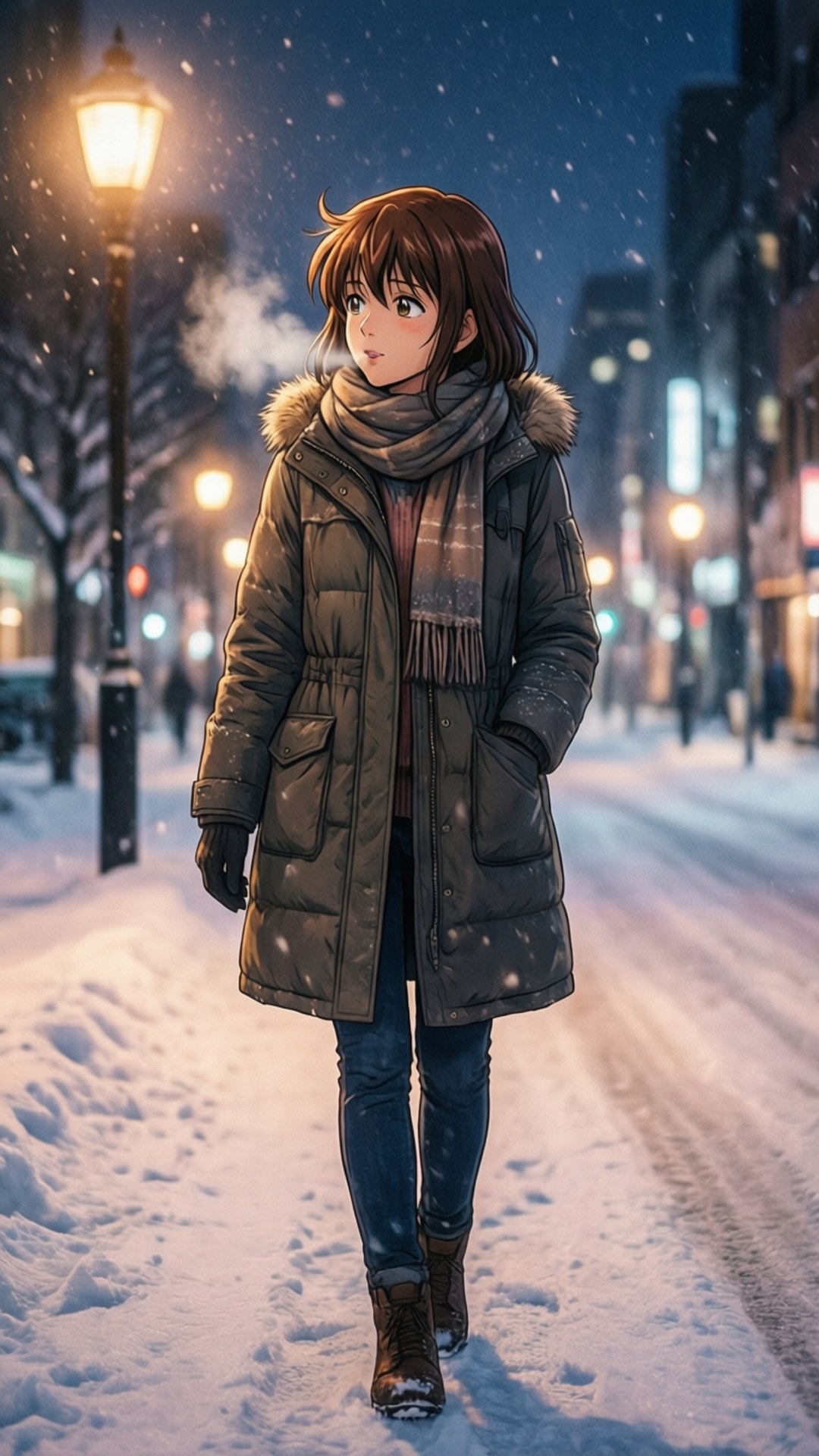 Snowy Night Mahiro by Wallpapers.art Studio