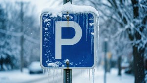 Snowy Parking Sign